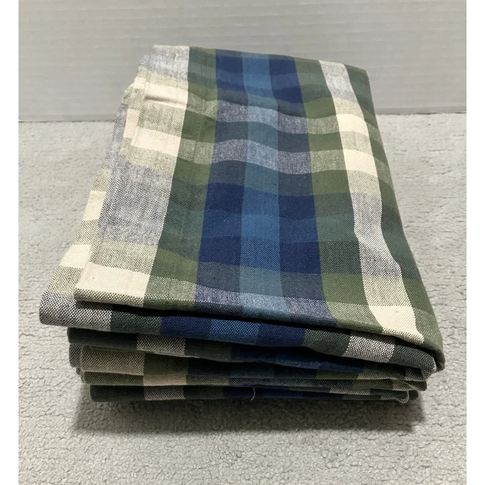 JCPenney Home Valance Bradley Stripe Plaid Valance Woven Cotton Blue Olive Green